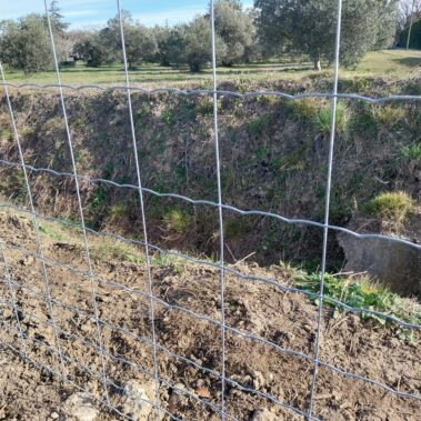 CLOTURE MAILLE PROGRESSIVE ANTI SANGLIERS SUR POTEAUX BOIS 7